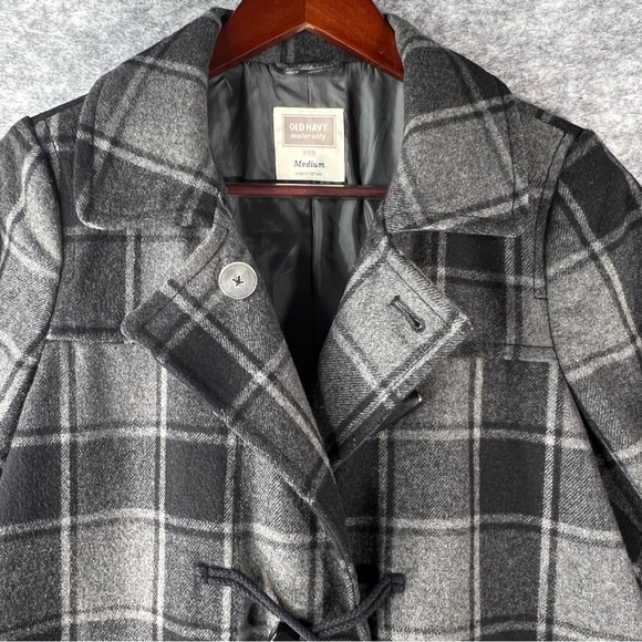Maternity Wool Coat Sz MED Old Navy Gray Black Pockets Fully-Lined Toggle Close - Picture 10 of 14